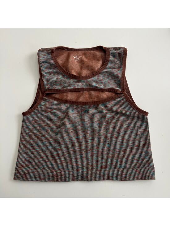 Urban Outfitters Tops - Urban Outfitters Out From Under rib knit keyhole crop top brown green spacedye